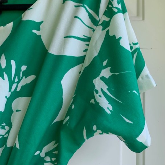 New Direction Green/White Tie Waist Floral Dress - Picture 6 of 8